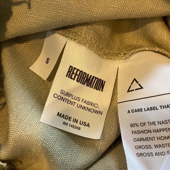 Reformation Small Beige Oatmeal Lindos Fringe Mini Linen Dress - Picture 7 of 8